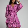 Pink Leopard Print batwing sleeve dress Image 4