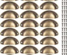 NEW SALE | 24 Pcs Shell Cup Handles, Semi Circle Drawer Pull Handle, Metal Kitchen Cupboard Cabinet Dresser Door Handles Knobs, Retro Furniture Knobs