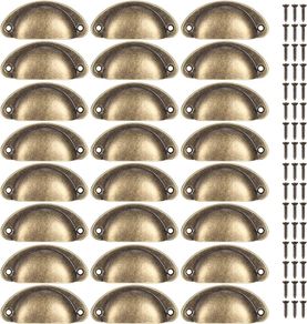 NEW SALE | 24 Pcs Shell Cup Handles, Semi Circle Drawer Pull Handle, Metal Kitchen Cupboard Cabinet Dresser Door Handles Knobs, Retro Furniture Knobs