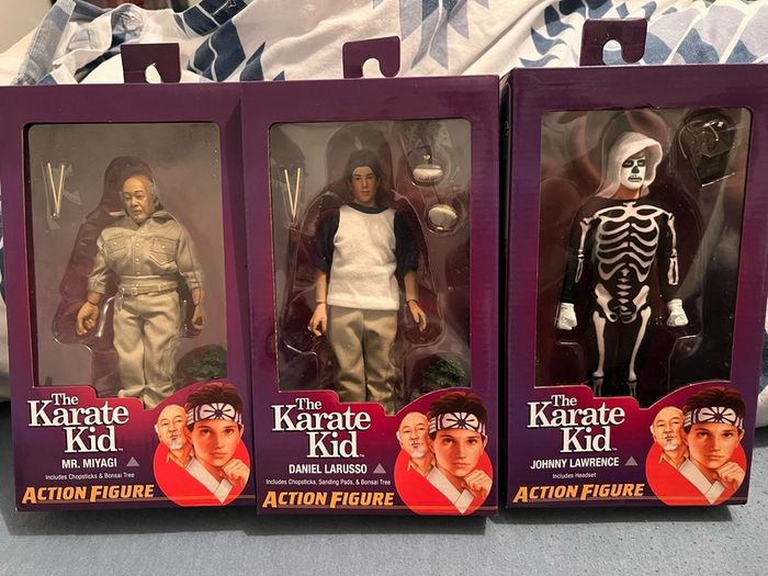 3 Karate Kid Figures. Daniel, Johnny & Miyagi