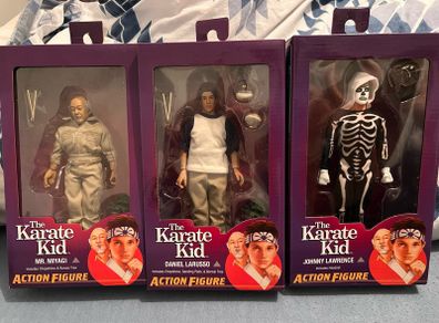 3 Karate Kid Figures. Daniel, Johnny & Miyagi