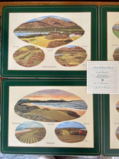 Six Vintage Irish Golfing Greats by Pimpernel Place Mats with Tips from Christy O Connor Senior