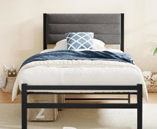 Single Bed Frame with Storage, 3ft Upholstered Bed Frame