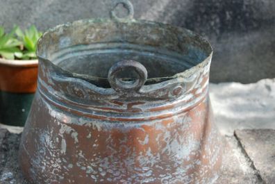 Antique Copper cachepot , flower pot