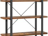 _bookshelf, stable standing shelf with 5 shelf levels, living room shelf in industrial design, easy assembly, living room, bedroom, office, vintage brown-black