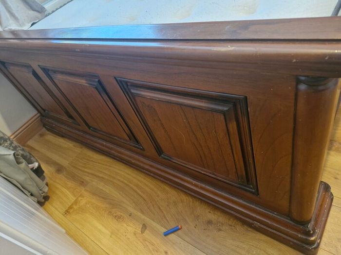 Bed. King size. Oak or cherrywood.  Antique.