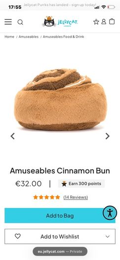 New Jellycat Amuseables Cinnamon Bun