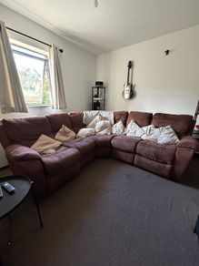 DFS corner sofa and matching recliner armchair - brown
