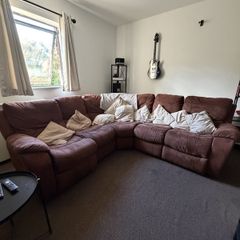 DFS corner sofa and matching recliner armchair - brown