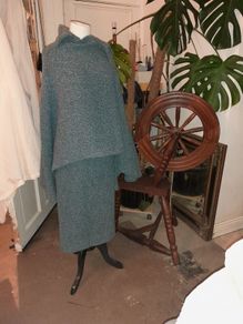 Teal Wool Vintage Handmade woven skirt and wrap