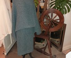 Teal Wool Vintage Handmade woven skirt and wrap