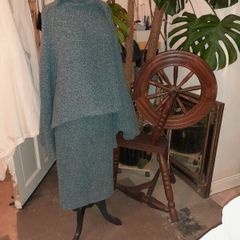 Teal Wool Vintage Handmade woven skirt and wrap