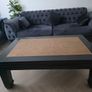 Black Vintage Coffee Table (Japandi / Rattan Top) - Restored Image 2