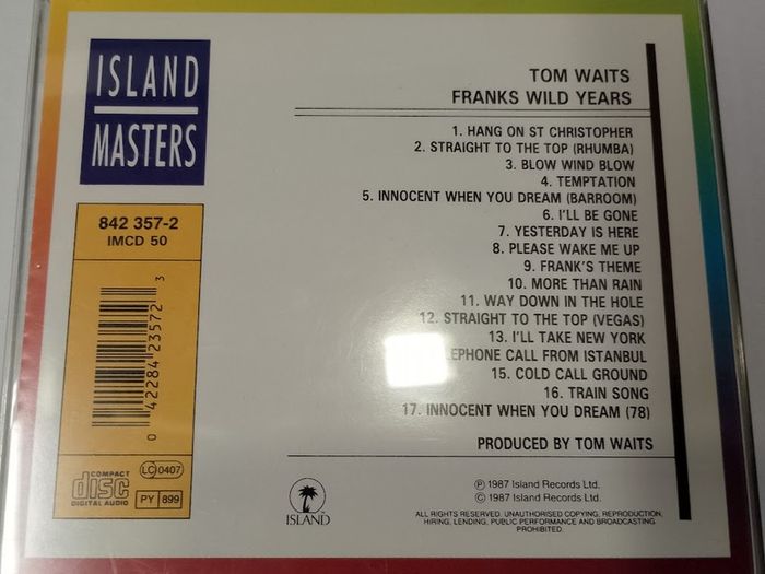 Tom Waits - Franks Wild Years CD (1987) Early 90's Island Masters Reissue Blues Rock EX+