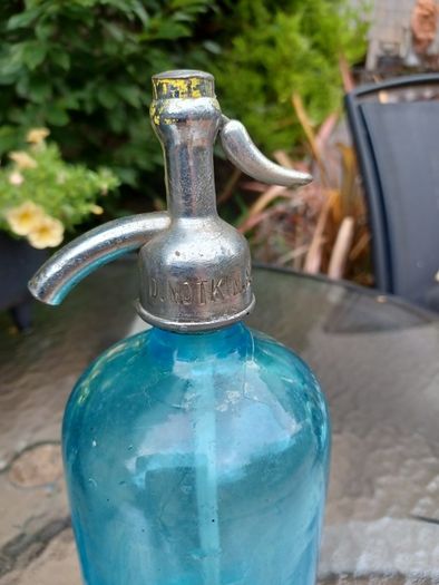Antique, soda syphon, Coloured,Blue Bottle ,Pub Memorabilia