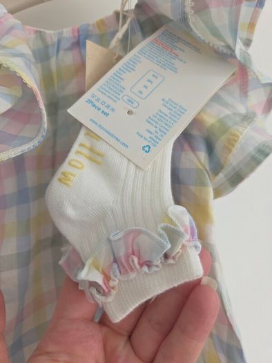3-6m, With Tags LeighTucker Baby Dress with Frilly Socks