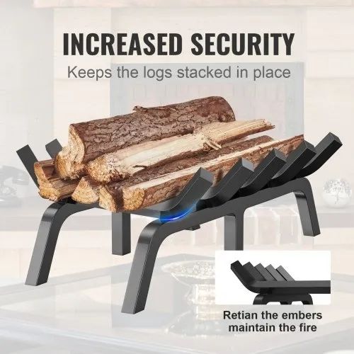 Fireplace Log Grate, 21 inch Heavy Duty Fireplace Grate with 6 Support Legs, 3/4" Solid Powder-coated Steel Bars