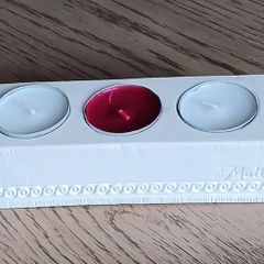 Rectangular 3 tea light candle holder