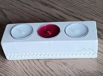 Rectangular 3 tea light candle holder