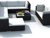 32-Piece Set Poly Rattan Sofa Lounge Set Garden Furniture, black