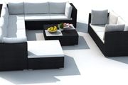 32-Piece Set Poly Rattan Sofa Lounge Set Garden Furniture, black