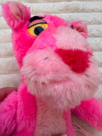 Vintage Pink Panther Plush Soft 1964 Mirisch-Geoffrey Mighty Star approx. 27 cm. Loose Head Used Dirty Please see photos