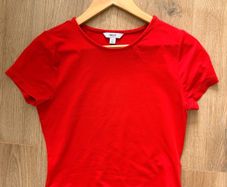 NEXT Bright Red Fitted Stretch Top Minimalist Basic Tee