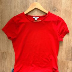 NEXT Bright Red Fitted Stretch Top Minimalist Basic Tee