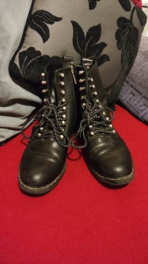 Price drop Zara Trafaluc Black Leather Combat Boots Size EU 39