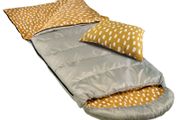 sleeping bag with cotton flannel lining and matching pillow   New