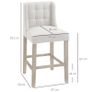 Set of 2 Bar Stools with Button Tufting, Solid Wood, incl. Footrest, 47 cm x 50 cm x 101 cm, Gray + Natural Image 4