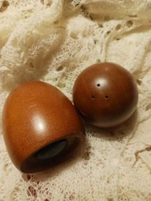 Mid century teak salt & pepper shakers