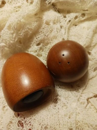 Mid century teak salt & pepper shakers