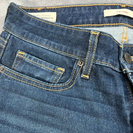 Levis 711 Womens Jeans W27 L28 Blue Indigo Denim Premium Big E