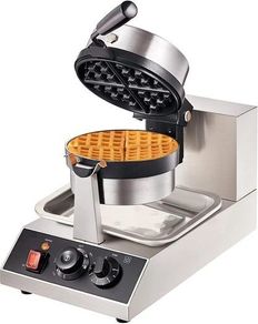 Commercial Belgian Waffle Maker 1300W Round Stainless Steel