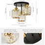 Brand New Modern 3-Light Crystal Ceiling Lamp Vintage Design - Black Gold Image 4