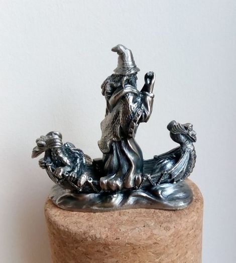 Metal Figure With Crystal - The Wizard Of The Lake
