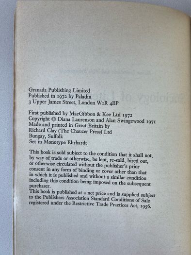 The Sociology of Literature (Diana Laurenson & Alan Swingewood)