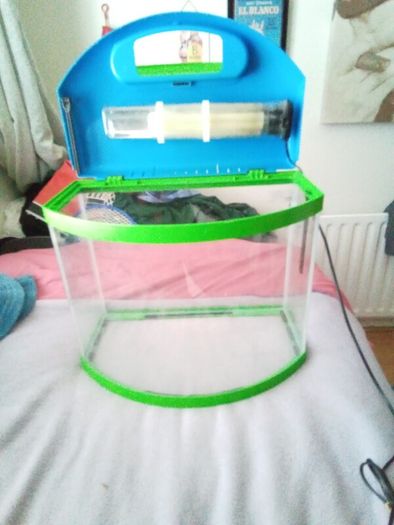 Small fish tank with light.