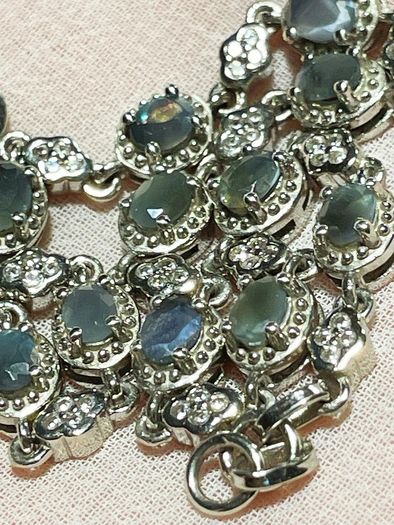 Sterling silver 925 bracelet with natural Alexandrite and Zircon