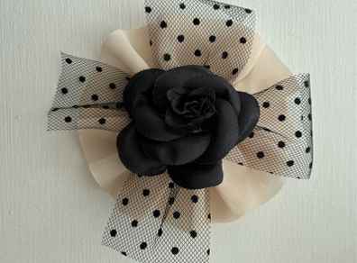 Vintage-inspired black rose brooch