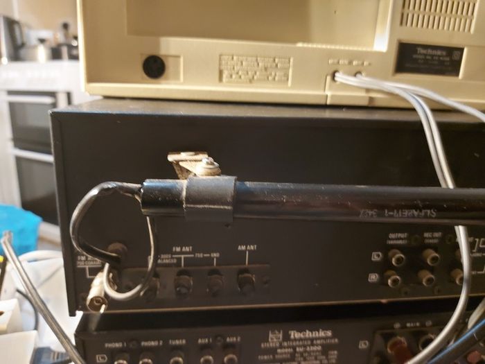 Technics FM-AM Stereo Tuner Model ST-3200, Technics Model No. RS-M205, Technics Stereo integrated Amplifier Model SU-3200, 3 parts of a Technics Music System, No phonograph or Speakers