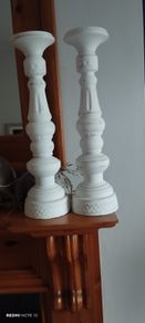 Candlestick White Washed Wood
