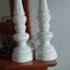 Candlestick White Washed Wood