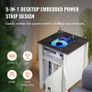 Farmhouse End Table, Set of 2, Square Night Stand with USB Ports and Outlets, 3 Tiers End Table Side Table with Storage Cabinet and LED Lights, Ideal for Living Room, Bedroom, Office, White Image 3