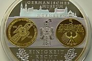 West Germany  5 Deutsche Mark Germanic Museum Silver plated gold gilt Proof XXL - 140 grams