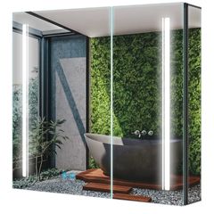 Bathroom Mirror Cabinet with LED Lights, Anti-Fog, Colour Changing & Touch Sensor, Aluminium Double Door, 650x600mm Dimmable, Shaver Socket, Wall Mount