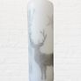 Winter christmas decorative white candle with grey deer reindeer Xmas table home decor Xmas eve gift advent scandinavian style tree wood star Image 2