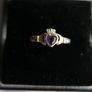 Vintage 9Ct Yellow Gold 375 Amethyst Claddagh Ring size K  1,83g Image 2