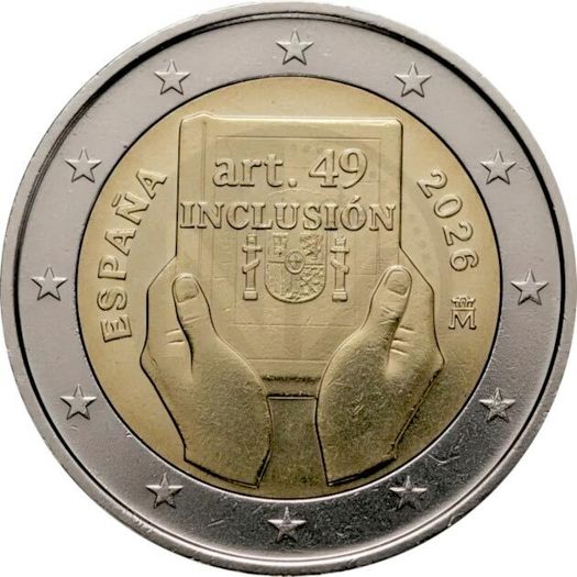 Spain 2 Euro Commemorative Coin 2026 - Spain & Disability: Protection, Rights and Inclusion. UNCIRCULATED.
